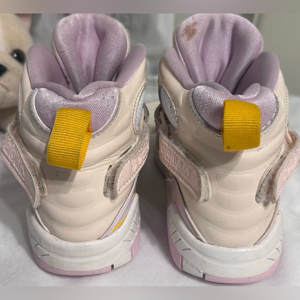 Jordan Sneakers with Pink and Yellow Highlights / Pre-Owned, Clean- No Box - Picture 8 of 10